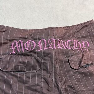 Monarchy Los Angeles Y2K Shorts Men‎ 38 Purple Cross Embroidered Pin Stripe